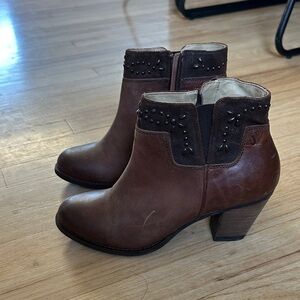 Brown Ankle Boots with Studded Detail